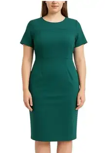 Alexia Admor Scuba Midi Sheath Dress in Teal size Large