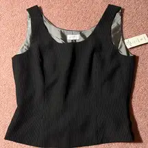 Tahari Arthur S. Levine Petite Black Pinstripe Top