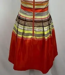 Just Taylor Orange & Yellow‎ Striped Paneled Retro Style Party Event Dress NWOT