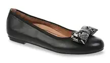 VIONIC Spark Zelda Black Leather Ballet Flats‎ Shoes Snake Print Bow SlipOn 8.5W