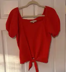 LOFT Vibrant orange Puff Sleeve Blouse