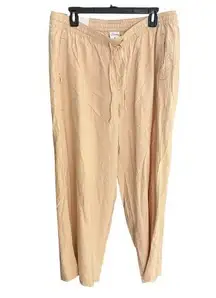 Serra women's XL linen blend elastic waist drawstring wide leg pants NWT