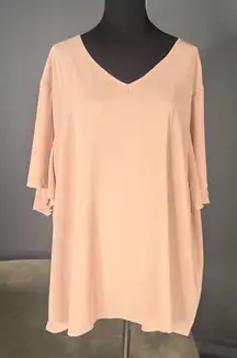 Women’s Dusty Pink V-Neck Plus Size Short Sleeve Top Size 4XL NEW