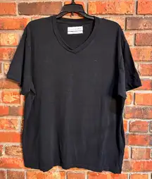 Zara womens essentials v neck short sleeve t-shirt black XXL