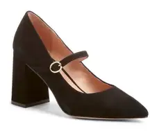 Halogen Atlantic Pacific Helenah Mary Jane Pumps Black Suede Block Heel Trendy