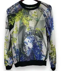 Clover Canyon  Space Garden Sweatshirt in Multi Sheer Floral Top