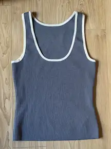 Chic Gray Tank Top with White Accents