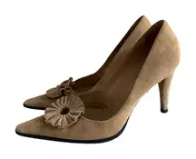 SERGIO ROSSI Tan Suede Florette Heels Size 40 / US 10