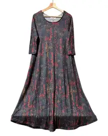 Natural Life Floral fleece Print Maxi Dress Whimsigoth Grunge Boho Women Size S