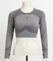Gymshark Shirt Flex Long Sleeve Crop Gray Thumb Hole‎ Athletic Activewear XL