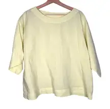 Pure Jill womens 100% linen boat neck 3/4 sleeve casual top yellow xs oversized