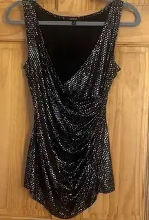 Express sparkle ruched wrap sleeveless evening top