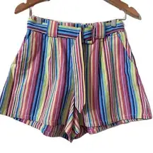 Do+Be retro high waisted rainbow stripe Shorts in small