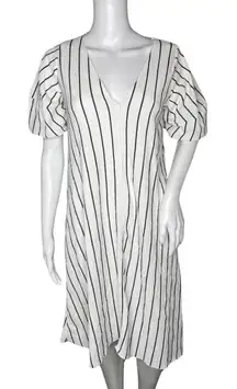 Zara Dress Womens Small White Black Stripe‎ Lightweight Neutral Gauzy Lagenlook