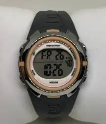 Marathon women digital watch silver peach gray tone 34mm quartz day date running