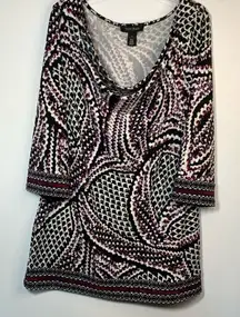 White House Black Market Women's Paisley Cowl Neck Tunic Top Multicolor Medium