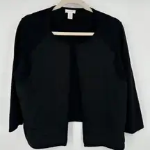 Chicos Black‎ Embroidered Open Front Cropped Cardigan Sweater Size 2