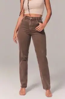 Abercrombie And Fitch The 90S Straight, High-Rise Brown Pants