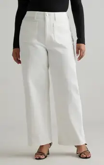 NWT Quince Womens Bella Stretch Patch Pocket Wide Leg Jeans Cloud White Jeans 30