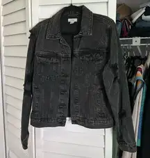 Black washed denim jacket. Size medium only worn a couple times.