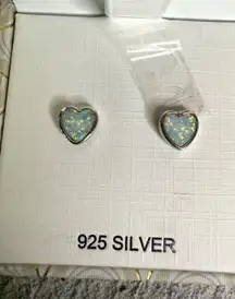 NEW IN BOX Rachel Zoe Heart Shaped Opalite 925 Sterling Earrings