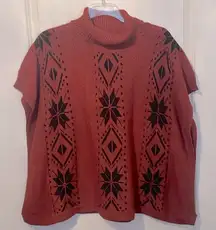 Rustic Orange Poncho Style Sweater Large