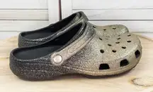 Crocs Classic Ombre Glitter Slip On Clog Sandals Black Gold Women 9 Men 7