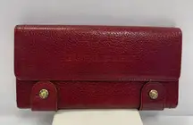 Burberry Bordeaux Leather Bifold Long Wallet w/ Nova Check Interior - Preowned