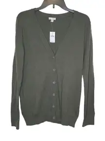 Gap Women's Cardigan‎ Sweater Cotton Button Up Relaxed Fit Cozy Green Medium NWT