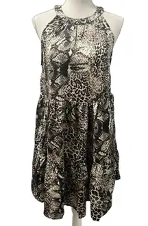 NWT Hayden Los Angeles Leopard Snake Animal Print Sleeveless Baby Doll Dress S