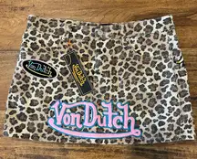 VON DUTCH Women’s Leopard Patch Mini Skirt Size 29 NWT