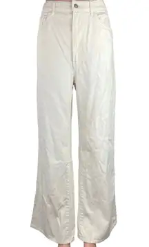 H&M White 100% Cotton Non Stretch Denim High Rise Wide Leg Jeans Size 12