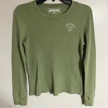 Women’s Juniors American Eagle Long Sleeve Henley‎ Size Medium Green Hippie Boho