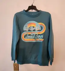 The Beach Boys Sweatshirt Womens Teal Blue Music Band Graphic oversized Small