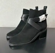 Sanctuary Cora Suede Heeled Ankle Boots Women 10 Black Minimalist Academia Biker