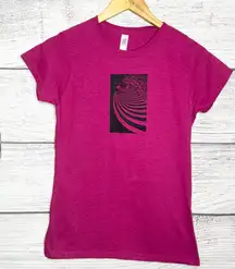 Pink & Black Trippy Art Graphic Women's T-Shirt Size Medium Psychedelic Eyeball