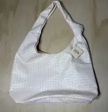 Ulta Beauty White Woven Faux Leather Shoulder Tote Bag NWT