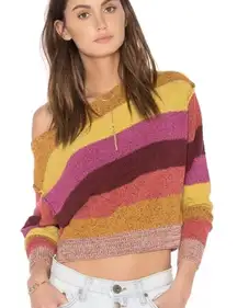 FREE PEOPLE CANDYLAND STRIPED PULLOVER TERRY SWEATER XS EUC