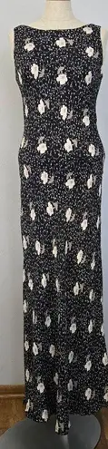 Vintage 90's Y2K Harlow Floral Print Black Maxi Slip On Dress Size undefined