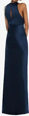 NWT Dessy Collection Size 18 R1 Midnight Navy Blue Keyhole Back Dress Gown FLAW