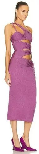 PatBO Cut Out Maxi Dress in Orchid 38 6 New Womens Bodycon Midi Crystals Pink