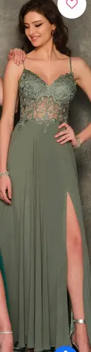 Dave and Johnny Sage Green Prom Dress