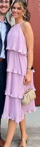 Amazon Sleeveless Halter Neck Ruffle Tiered Layed Chiffon Flowy Swing Long Midi Dress thumbnail 5