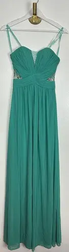 La Femme  Stunning Beaded Strapless Mesh & Jersey Gown in Spearmint Size US 4