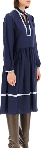 See By Chloe SEE BY CHLOÉ Satin-Trimmed Silk-Crepe Midi Dress