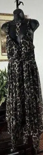 Olivia Matthews Womens Dress Size 18W Black Animal print Asymmetrical Sleeveless