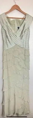 Tadashi Shoji VTG Tadashi Neiman Marcus Gown Pleated Satin Bodice Tiered Chiffon Maxi Dress XS