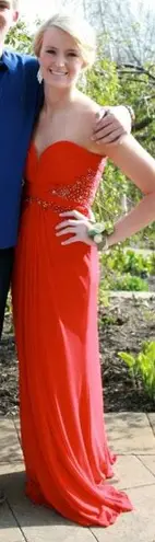 Cache Red Strapless Prom Dress