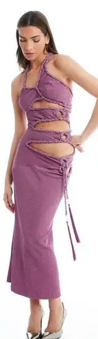 PatBO Cut Out Maxi Dress in Orchid 38 6 New Womens Bodycon Midi Crystals Pink