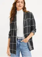 Loft- Windowpane Relaxed Sweater Blazer Size S
